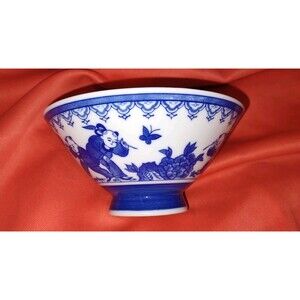 Antique Chinese Blue & White Porcelain Rice Tea Bowl Decoration Asian Japanese